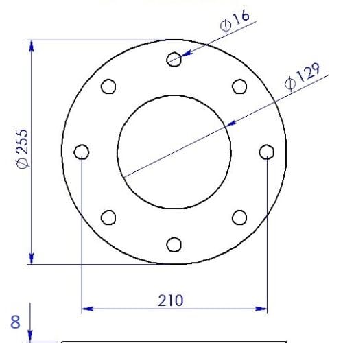 5in Table D Flange (8 X 16mm Hole PCD = 210mm) 8mm Thickness