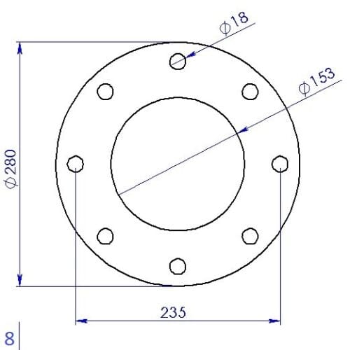 6in Table D Flange (8 X 18mm Hole PCD = 235mm) 8mm Thickness